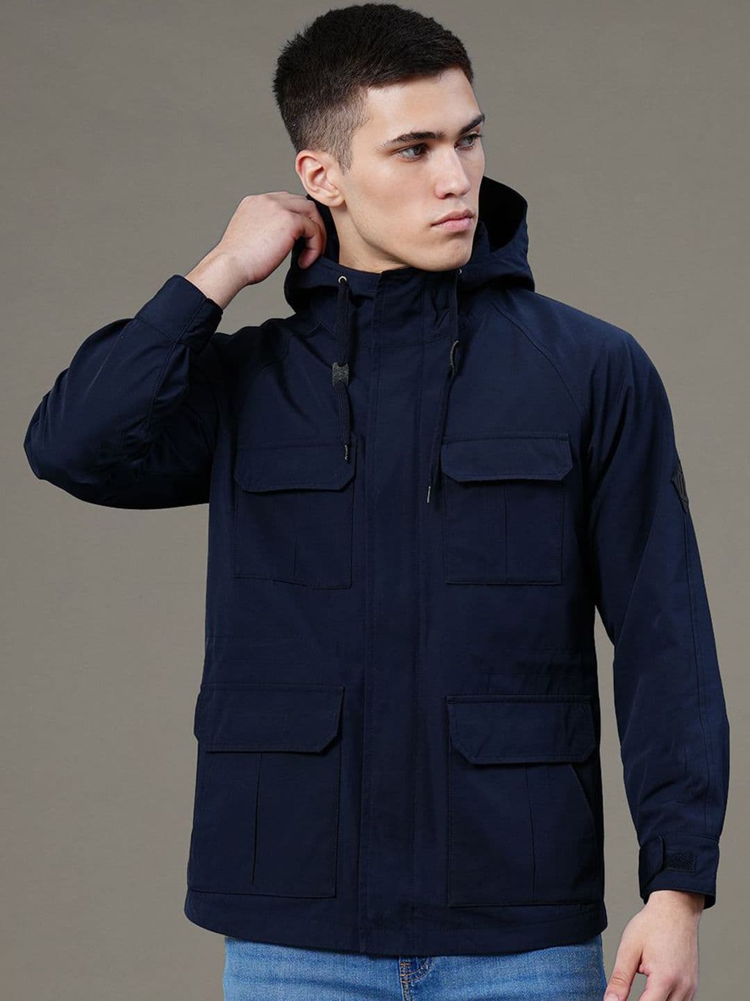 Red Tape Men Solid Hooded Jacket - view 1