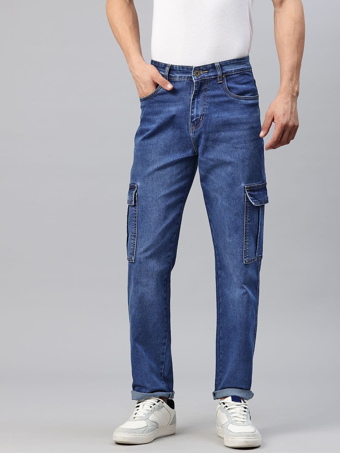Rodamo Men Relaxed Fit Stretchable Cargo Jeans - view 1