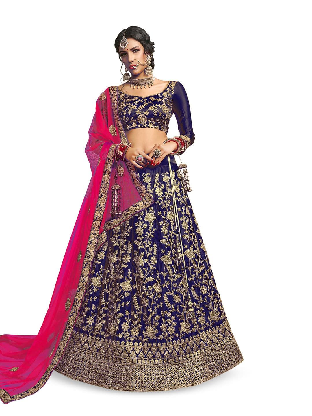 Maroosh Women Embroidered Thread Work Unstitched Lehenga & Blouse With Dupatta - view 1