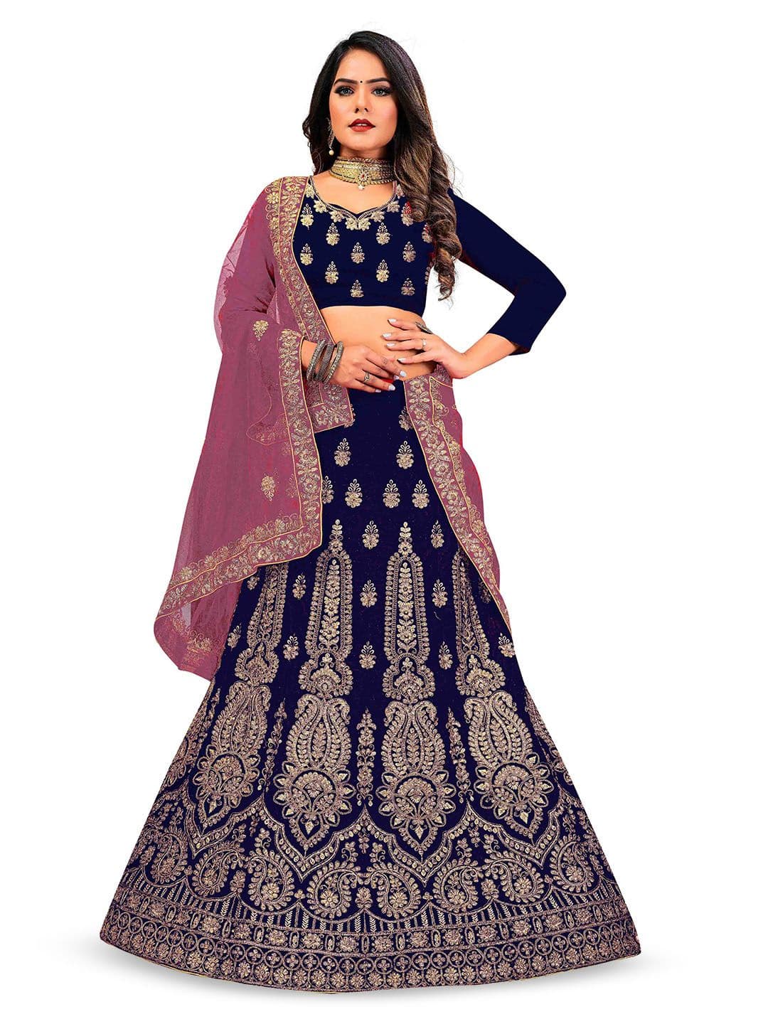 Maroosh Women Embellished Thread Work Unstitched Lehenga & Blouse With Dupatta - view 1