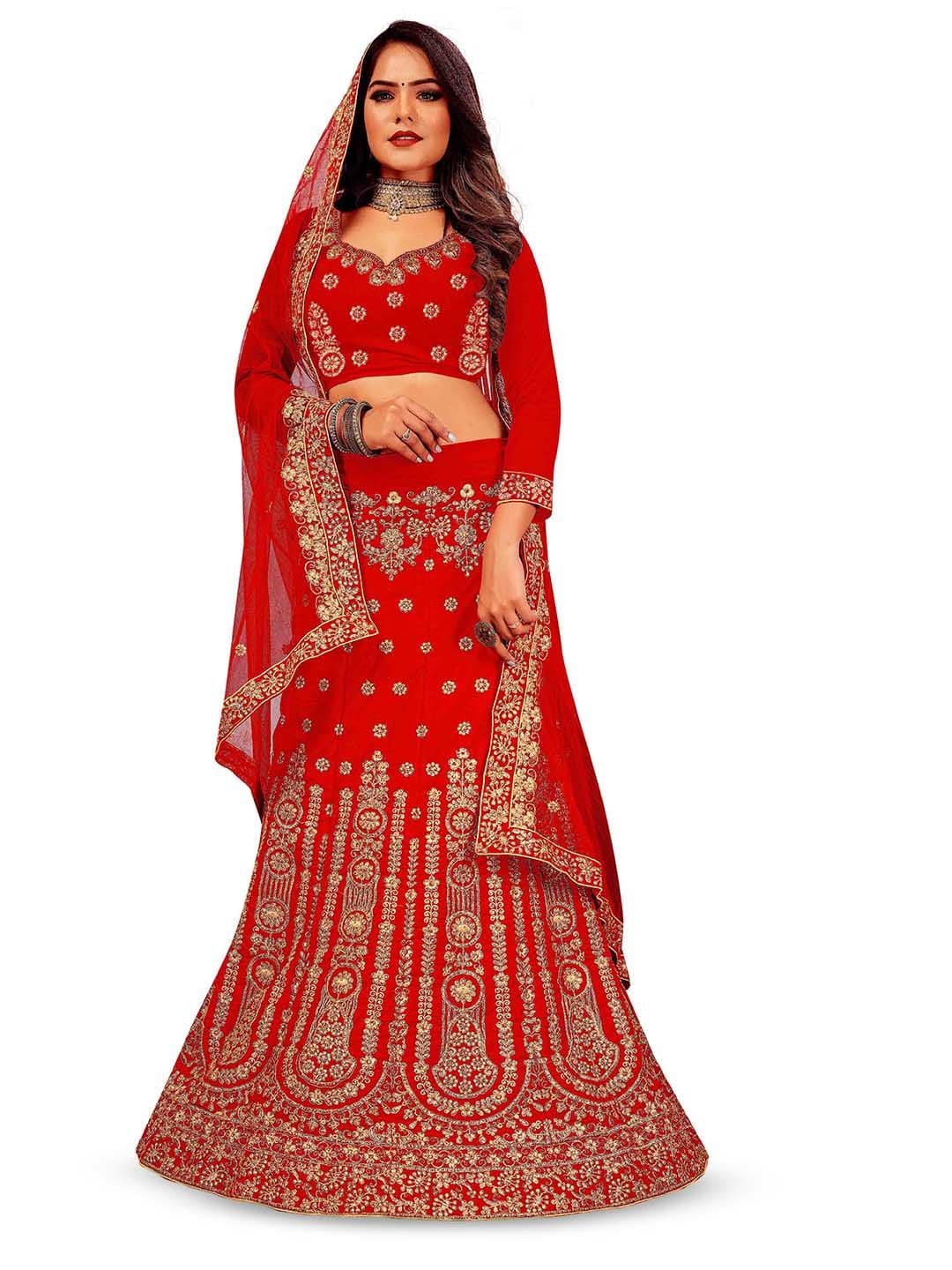 Maroosh Women Embellished Thread Work Unstitched Lehenga & Blouse With Dupatta - view 1