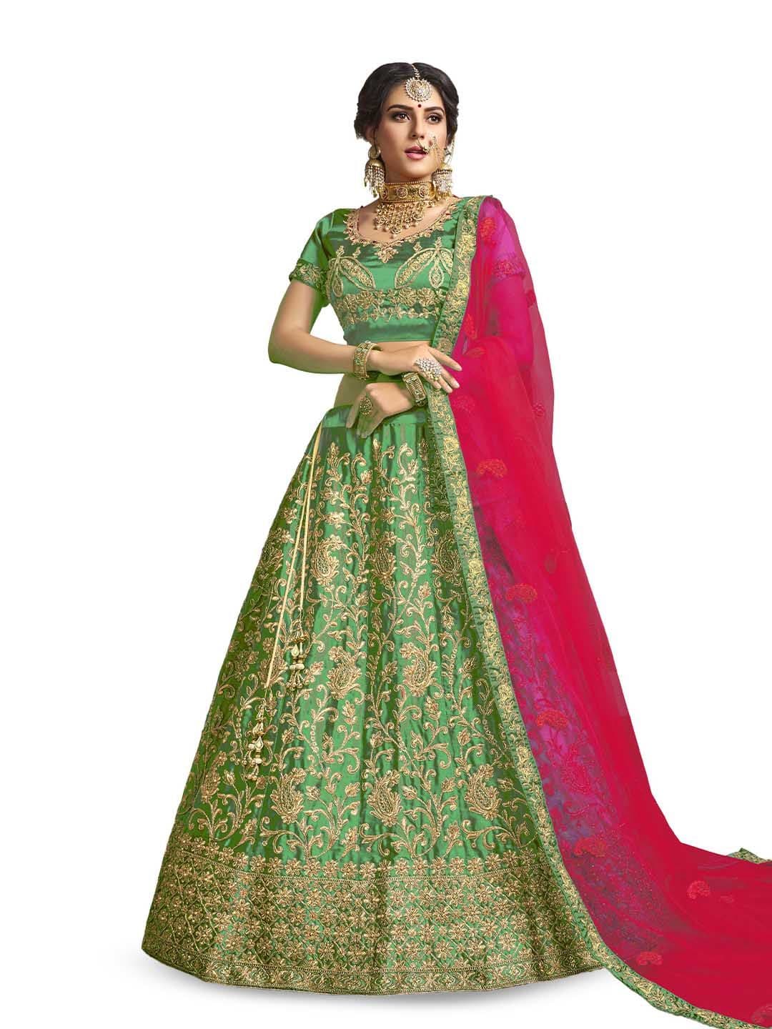 Maroosh Women Embroidered Thread Work Unstitched Lehenga & Blouse With Dupatta - view 1