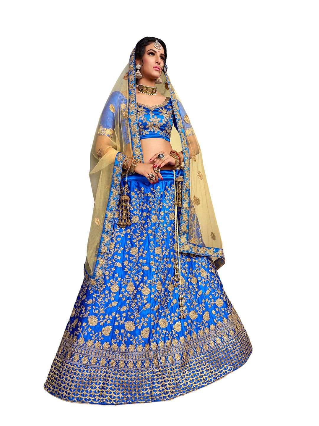 Maroosh Embroidered Thread Work Unstitched Lehenga & Blouse With Dupatta - view 1