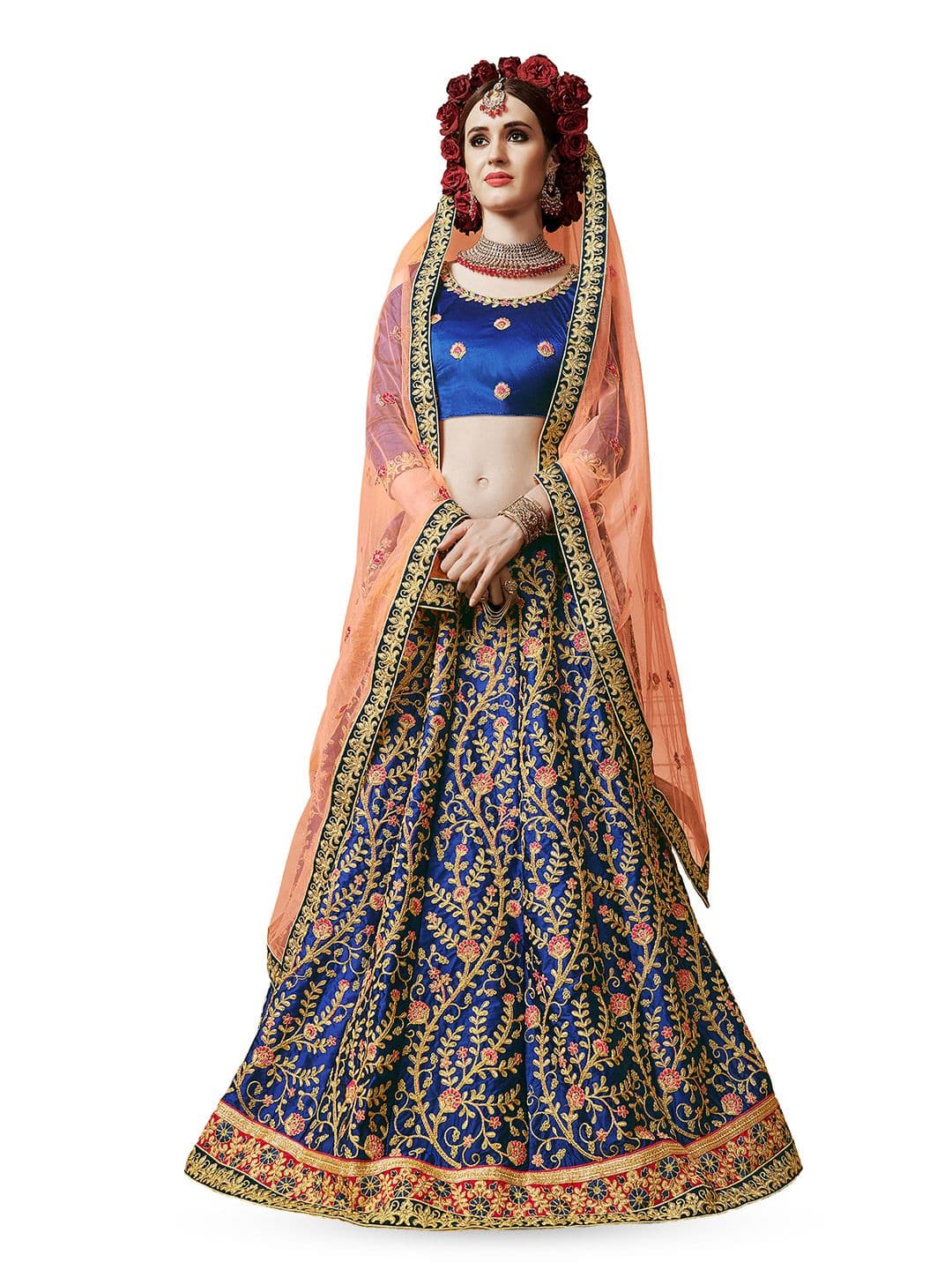 Maroosh Embroidered Thread Work Unstitched Lehenga & Blouse With Dupatta - view 1