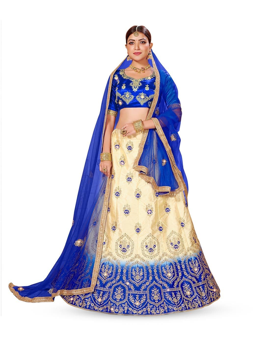 Maroosh Embroidered Thread Work Unstitched Lehenga & Blouse With Dupatta - view 1