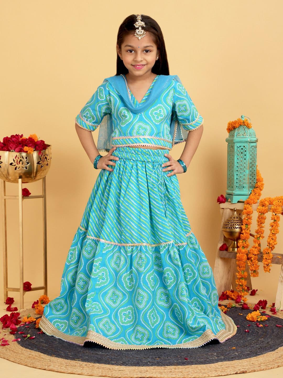 YK X Trampoline Girls Printed Ready to Wear Lehenga & Blouse With Dupatta - view 1
