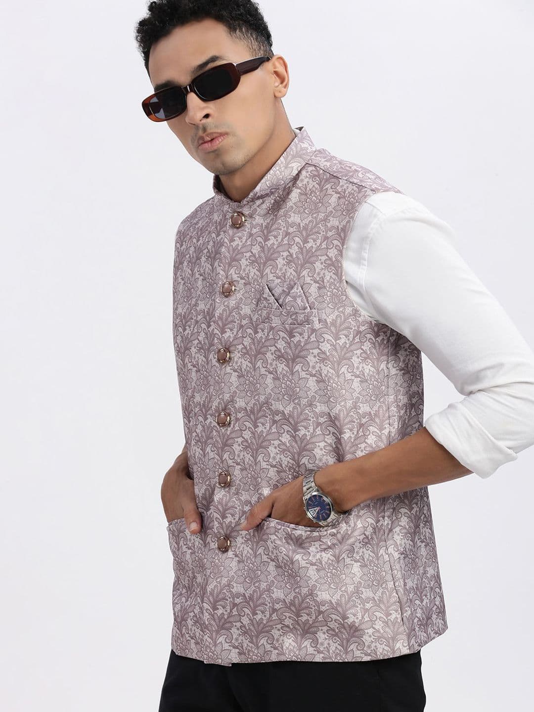 SHOWOFFFF Men Floral Printed Nehru Jackets - view 1