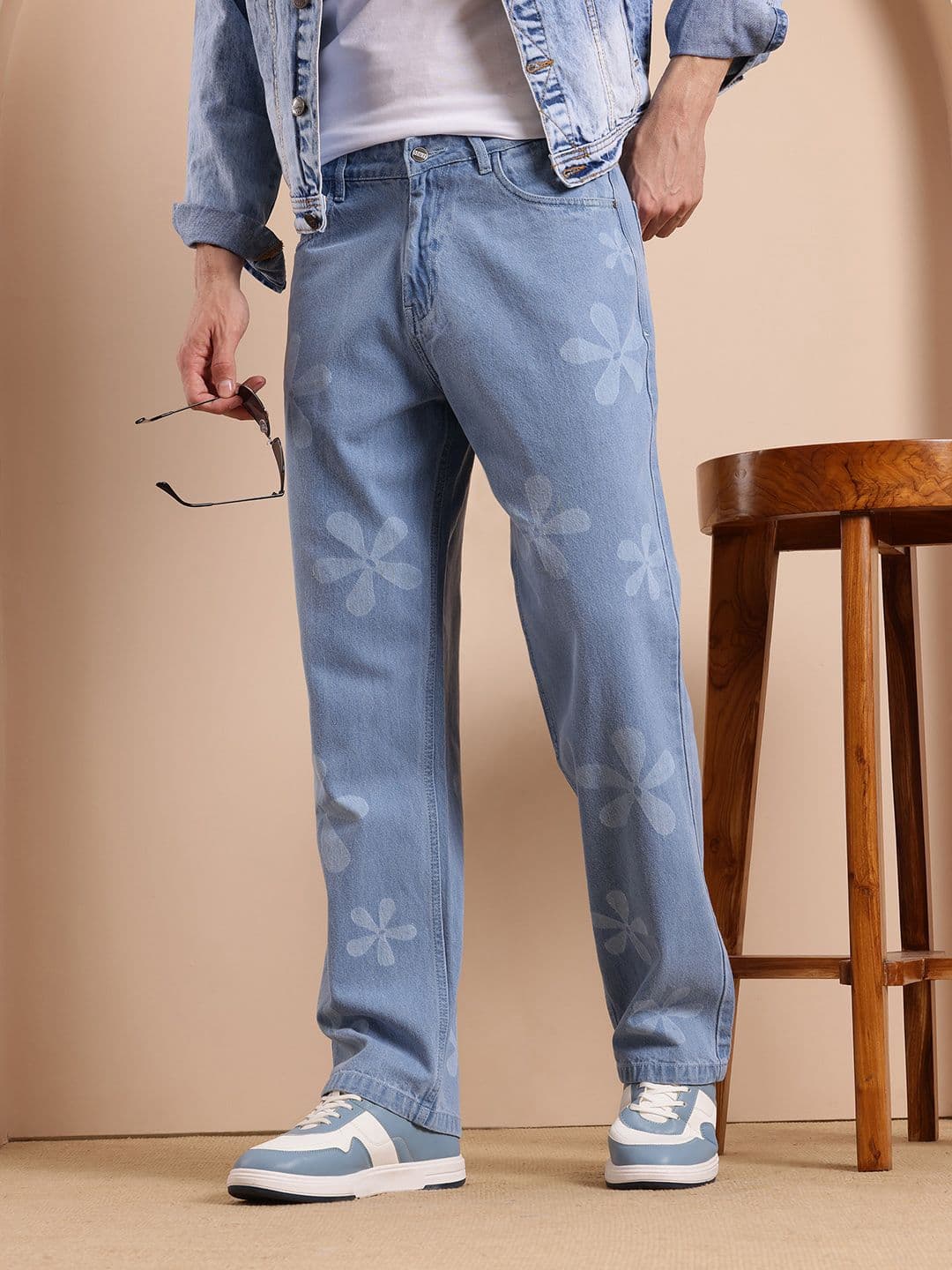 Mast & Harbour Men Straight Fit Printed Stretchable Jeans - view 1