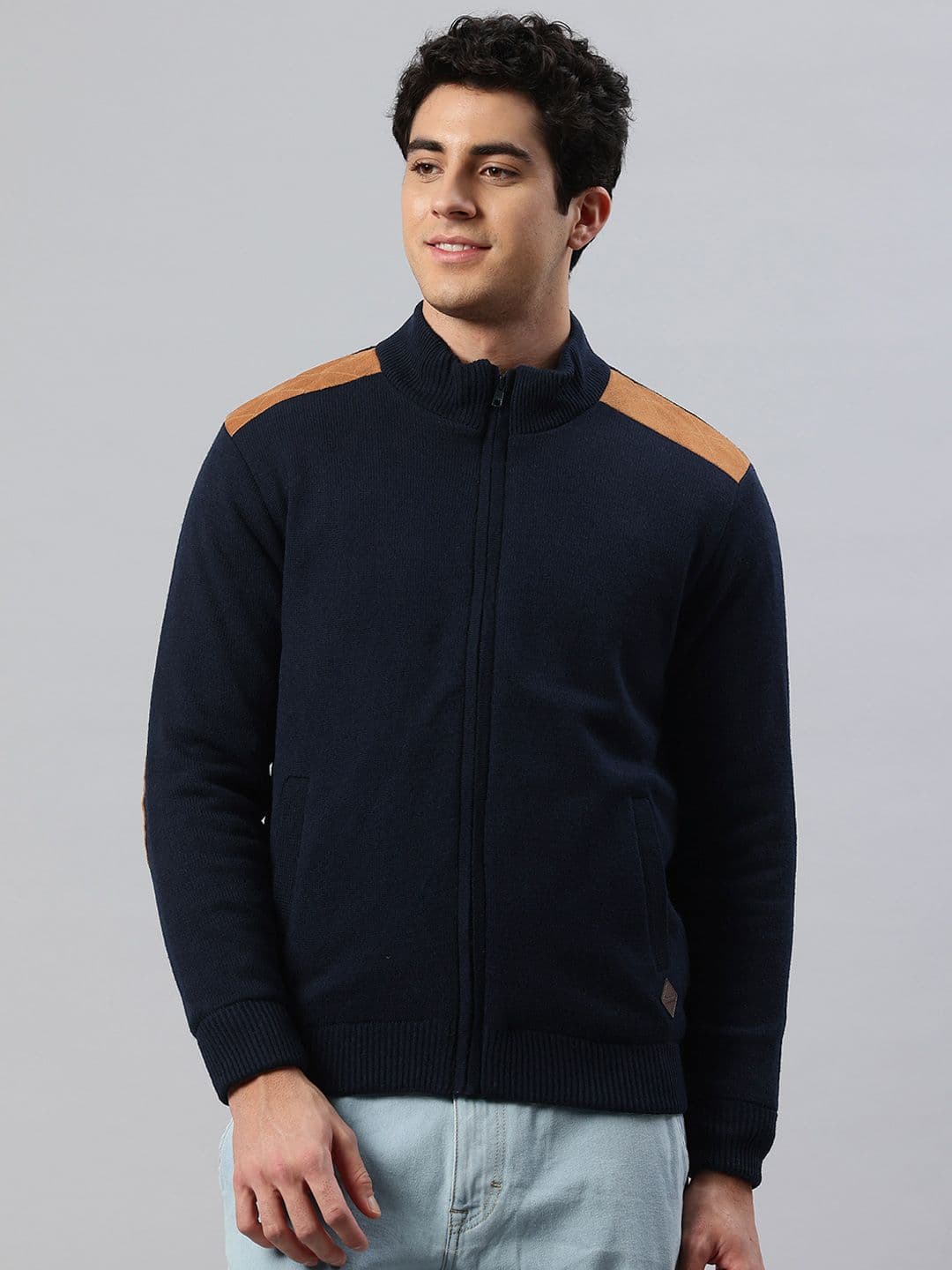 Pierre Carlo Men Open Front Jacket with Patchwork - view 1