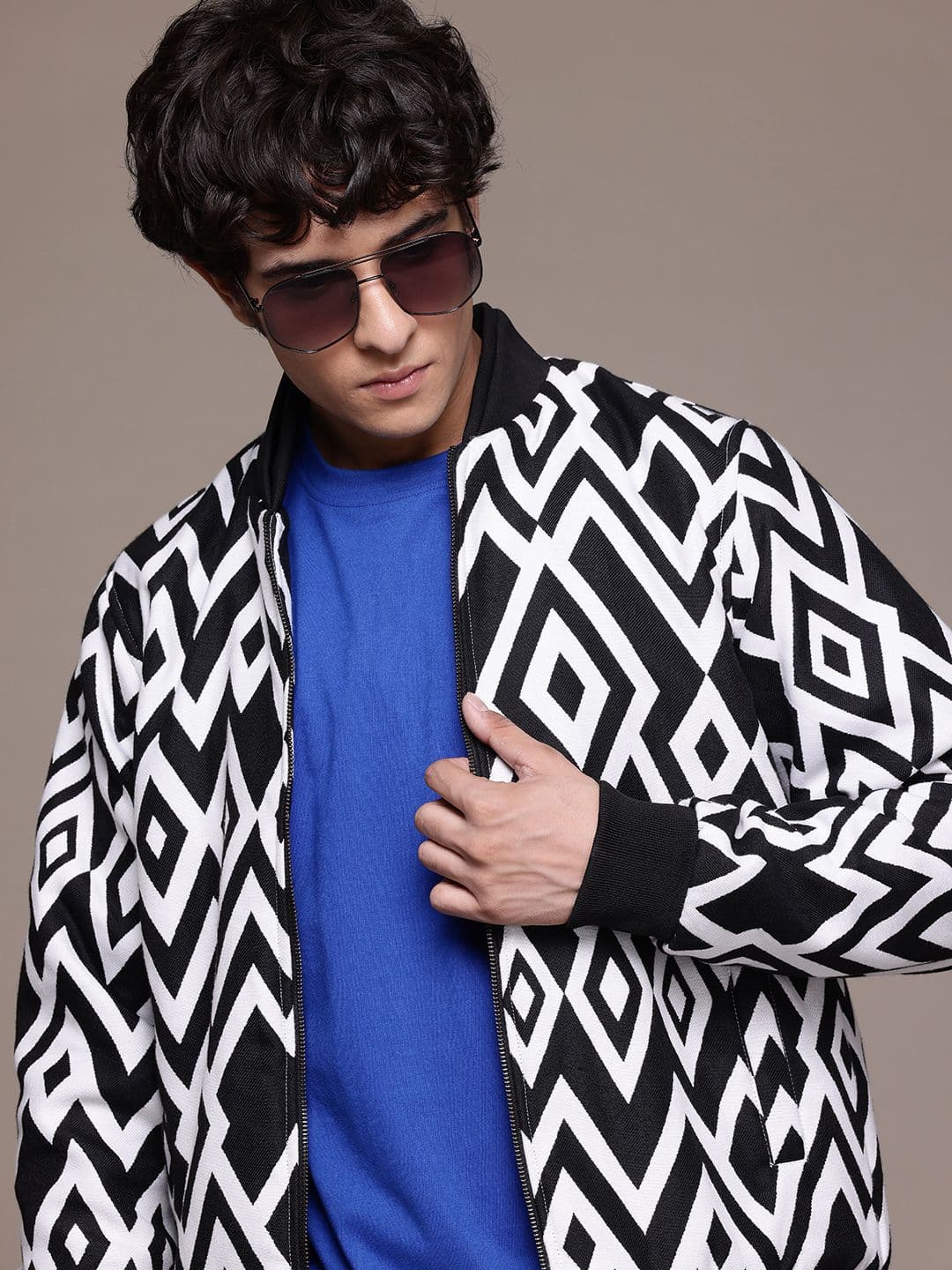Roadster Men Geometric Printed Bomber Jacket - view 1