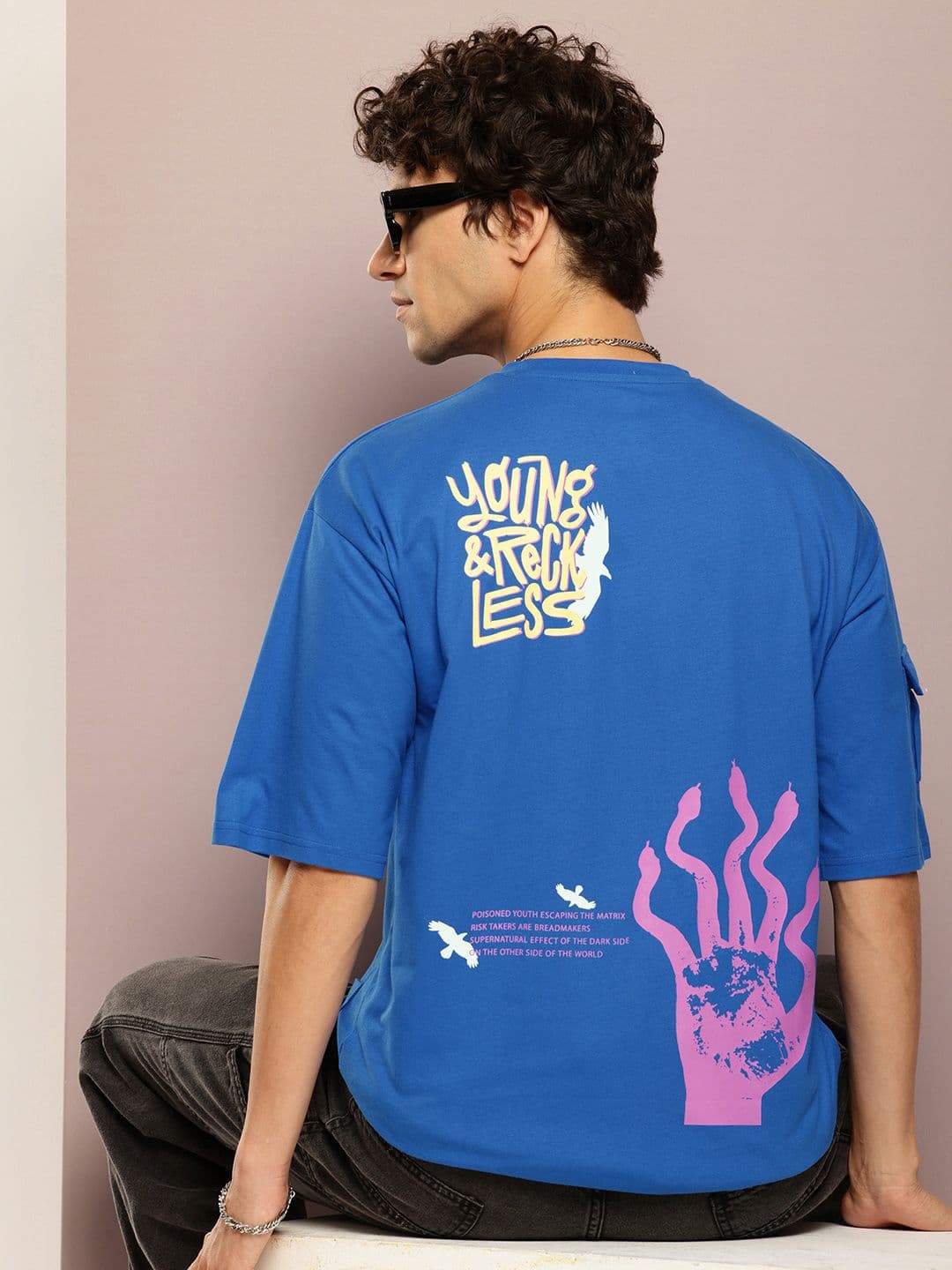 Kook N Keech Men Printed Drop-Shoulder Sleeves Oversized T-shirt - view 1