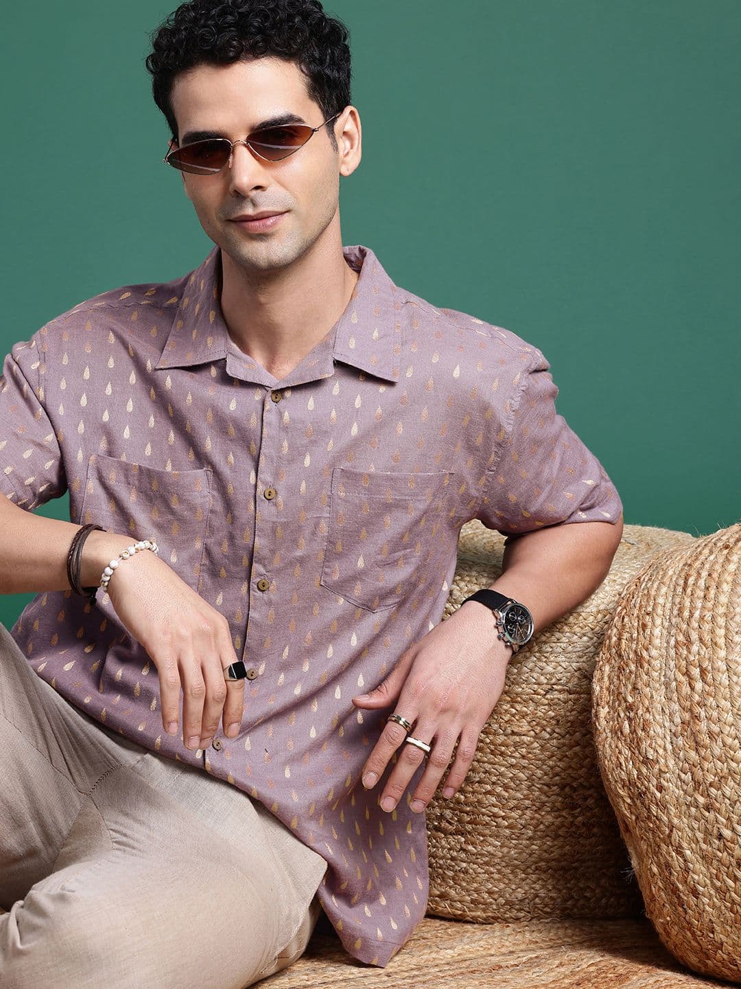 Sangria Regular Fit Textured Cotton Casual Shirt - view 1