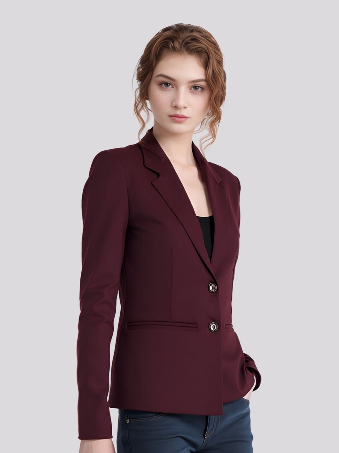 BAESD Women Notched Lapel Collar Single-Breasted Formal Blazer - view 1