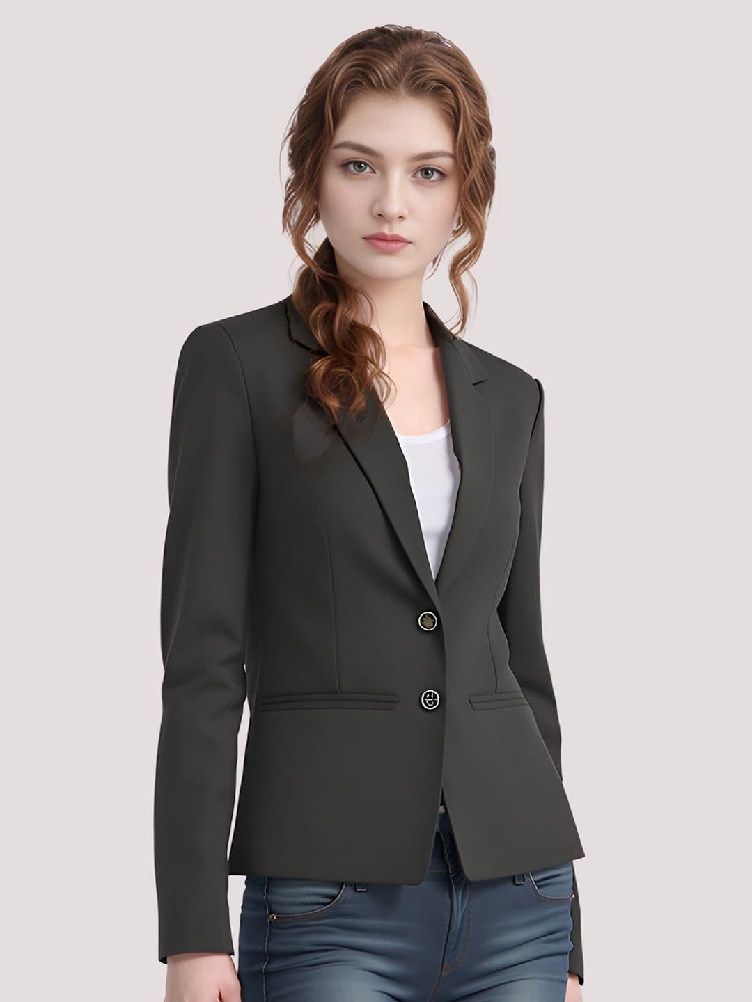 BAESD Women Notched Lapel Collar Single Breasted Formal Blazer - view 1
