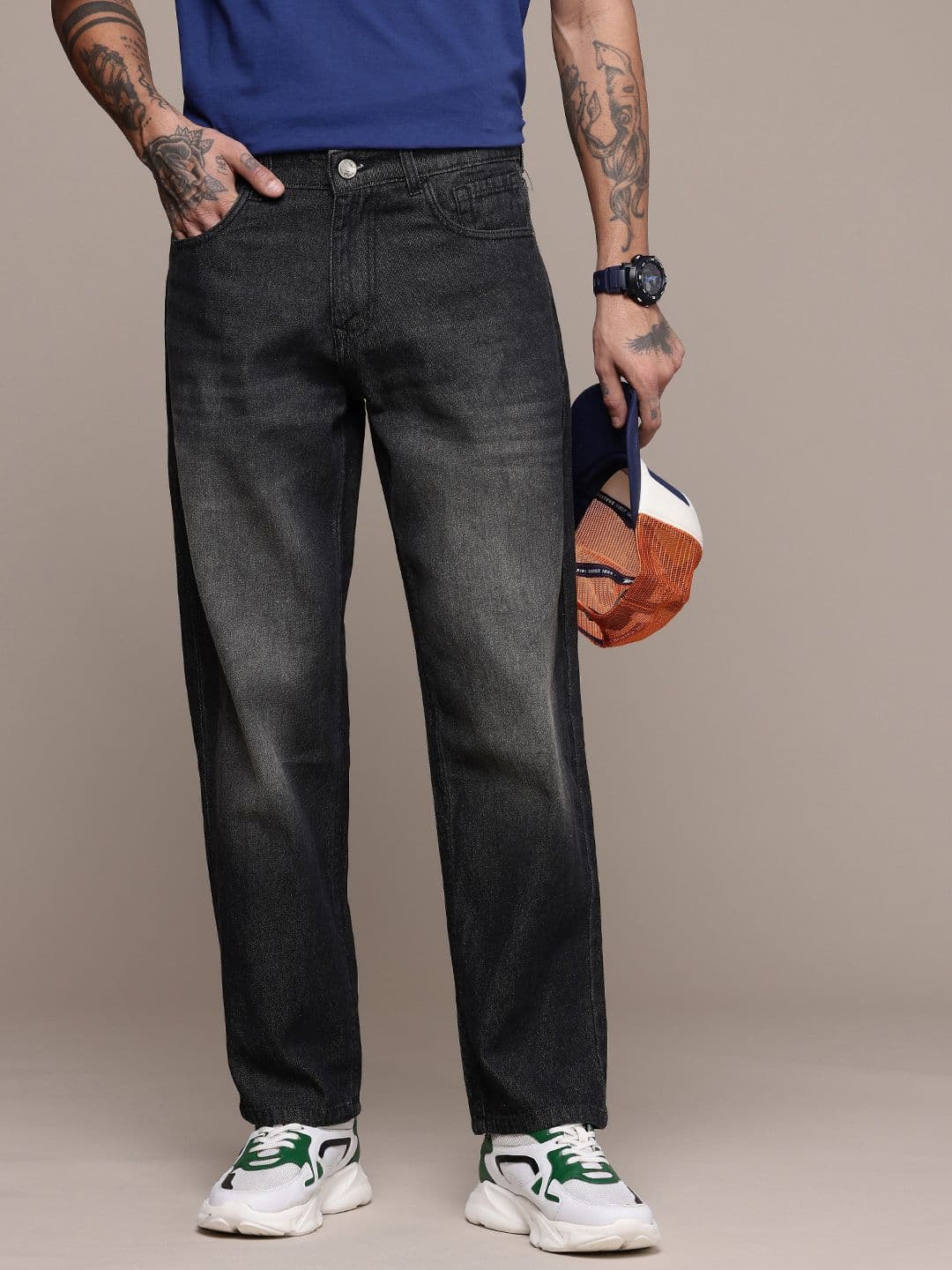 WROGN Men Cotton Loose Fit Heavy Fade Jeans - view 1