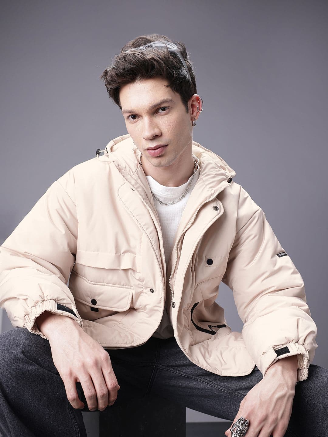 SOKO STREET Solid Hooded Puffer Jacket - view 1