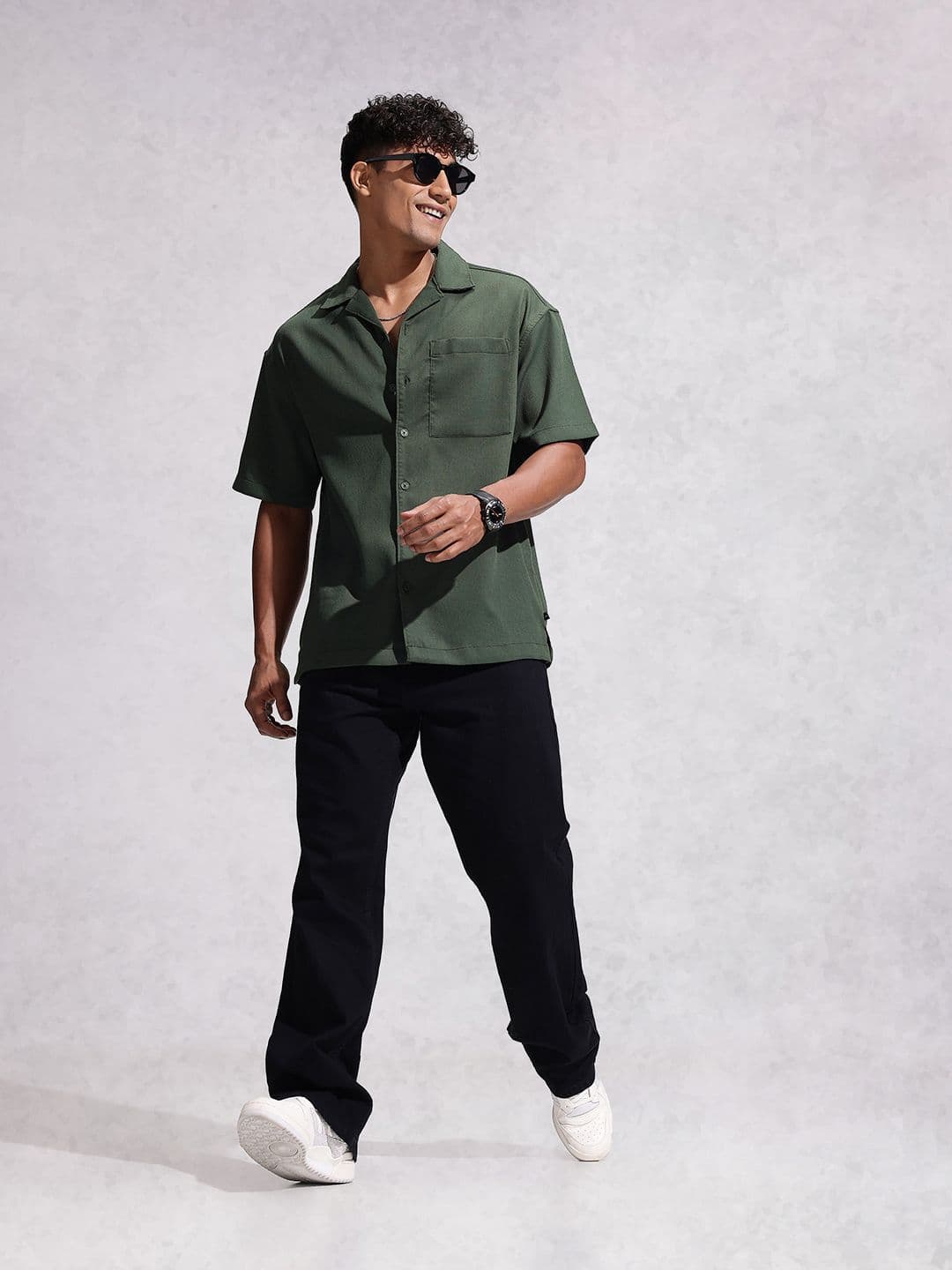 WROGN Oversized Fit Opaque Self Design Textured Casual Shirt - view 1
