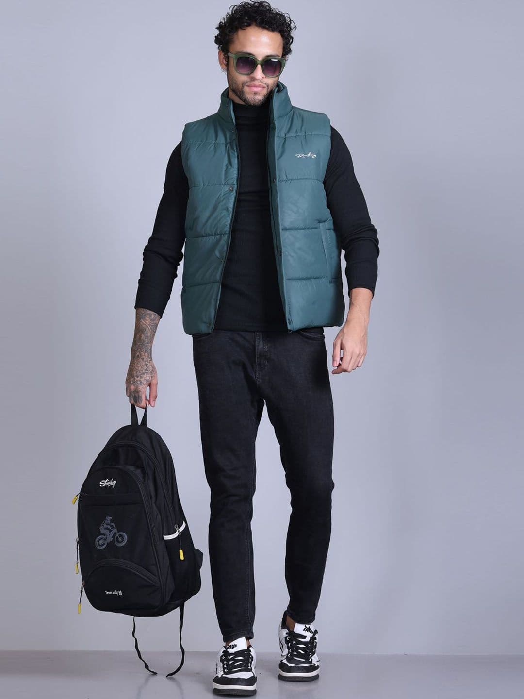 Roadking Men Mock Collar Solid Casual Padded Jacket - view 1