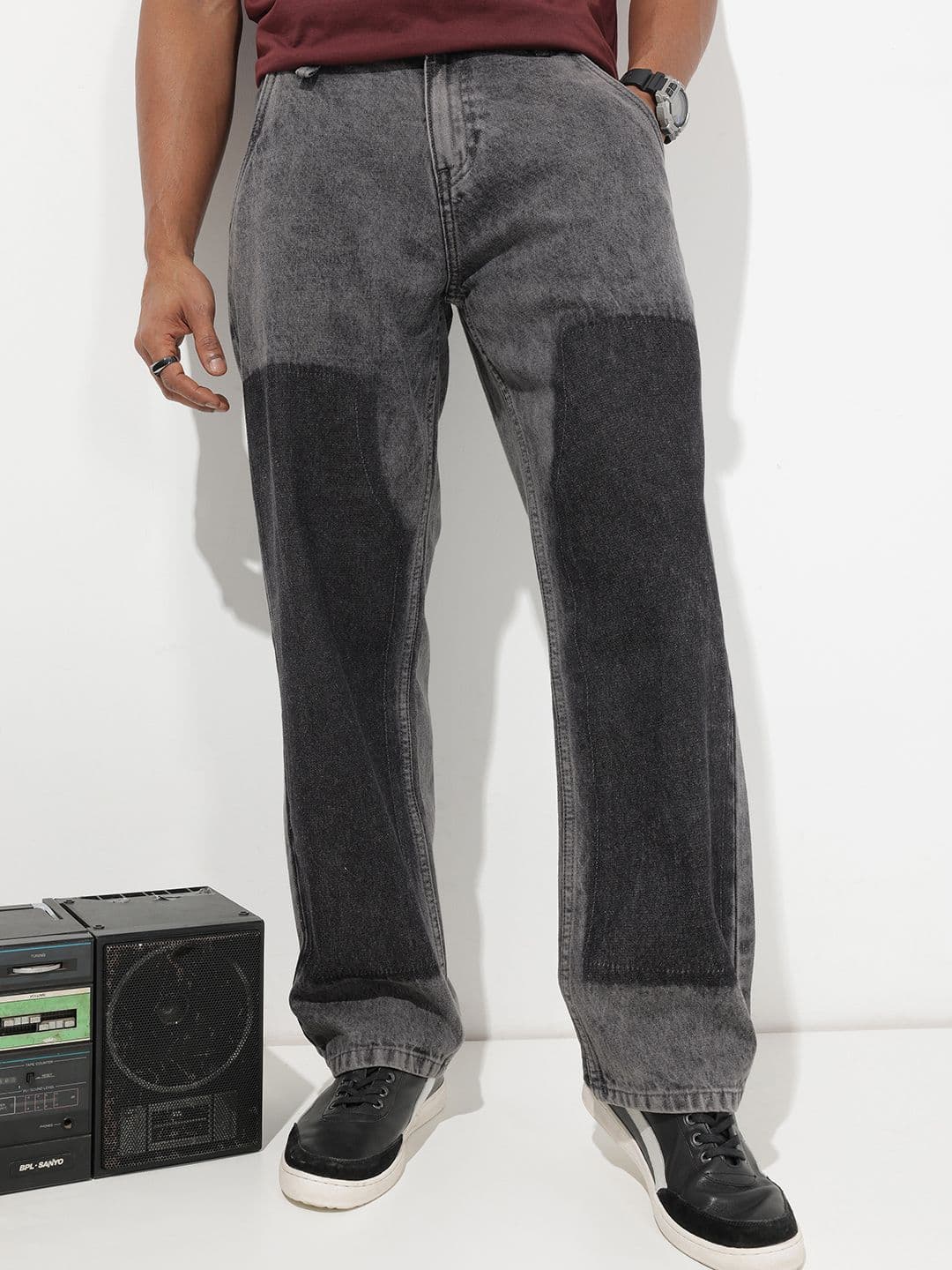 The Roadster Life Co. Men Mid-Rise Heavy Fade Pure Cotton Relaxed Fit Jeans - view 1