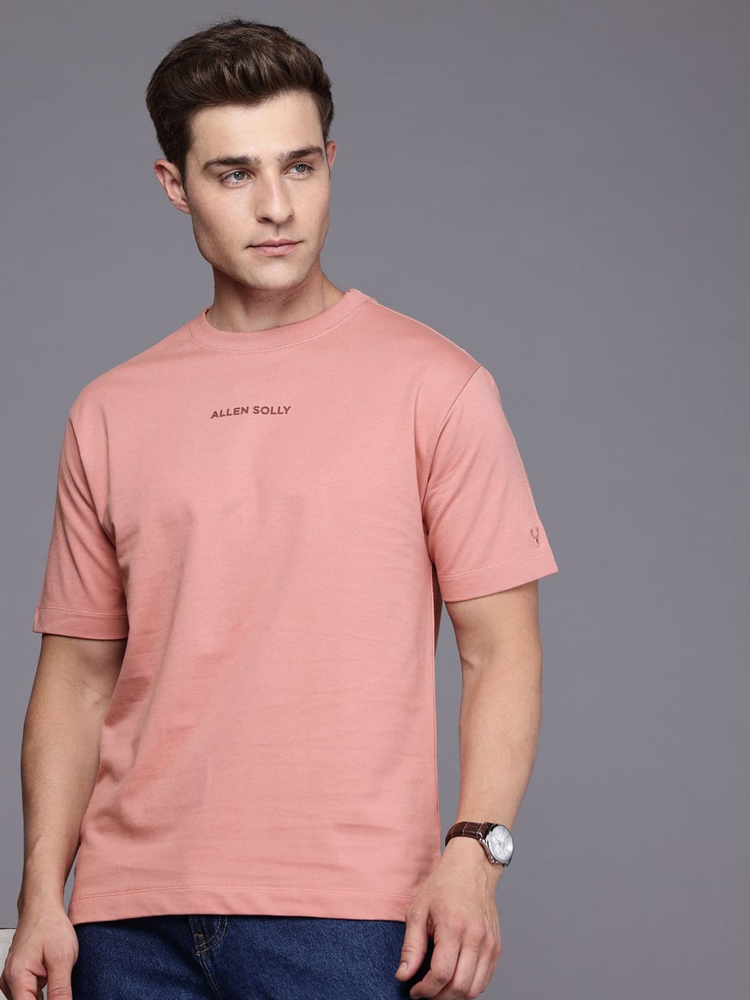 Allen Solly Drop-Shoulder Sleeves Relaxed Fit Pure Cotton T-shirt - view 1