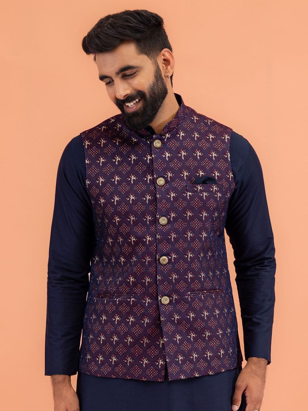 KISAH Men Woven Design Nehru Jackets - view 1