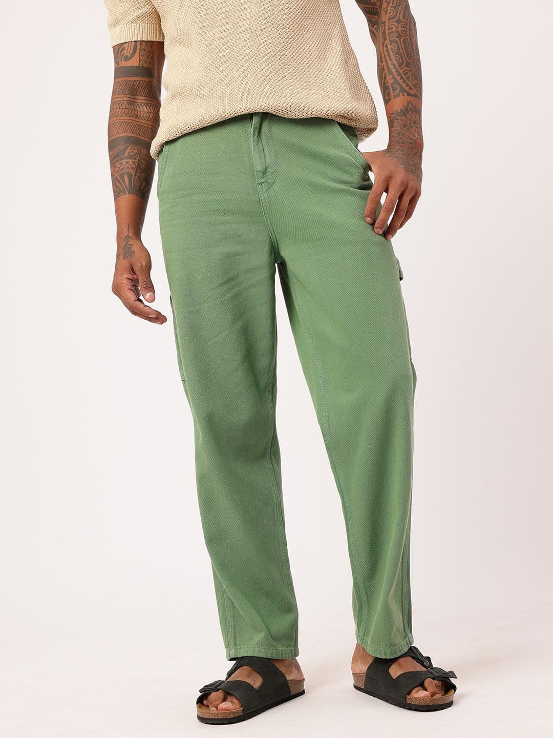 glitchez Men Straight Fit Cargo Pure Cotton Jeans - view 1