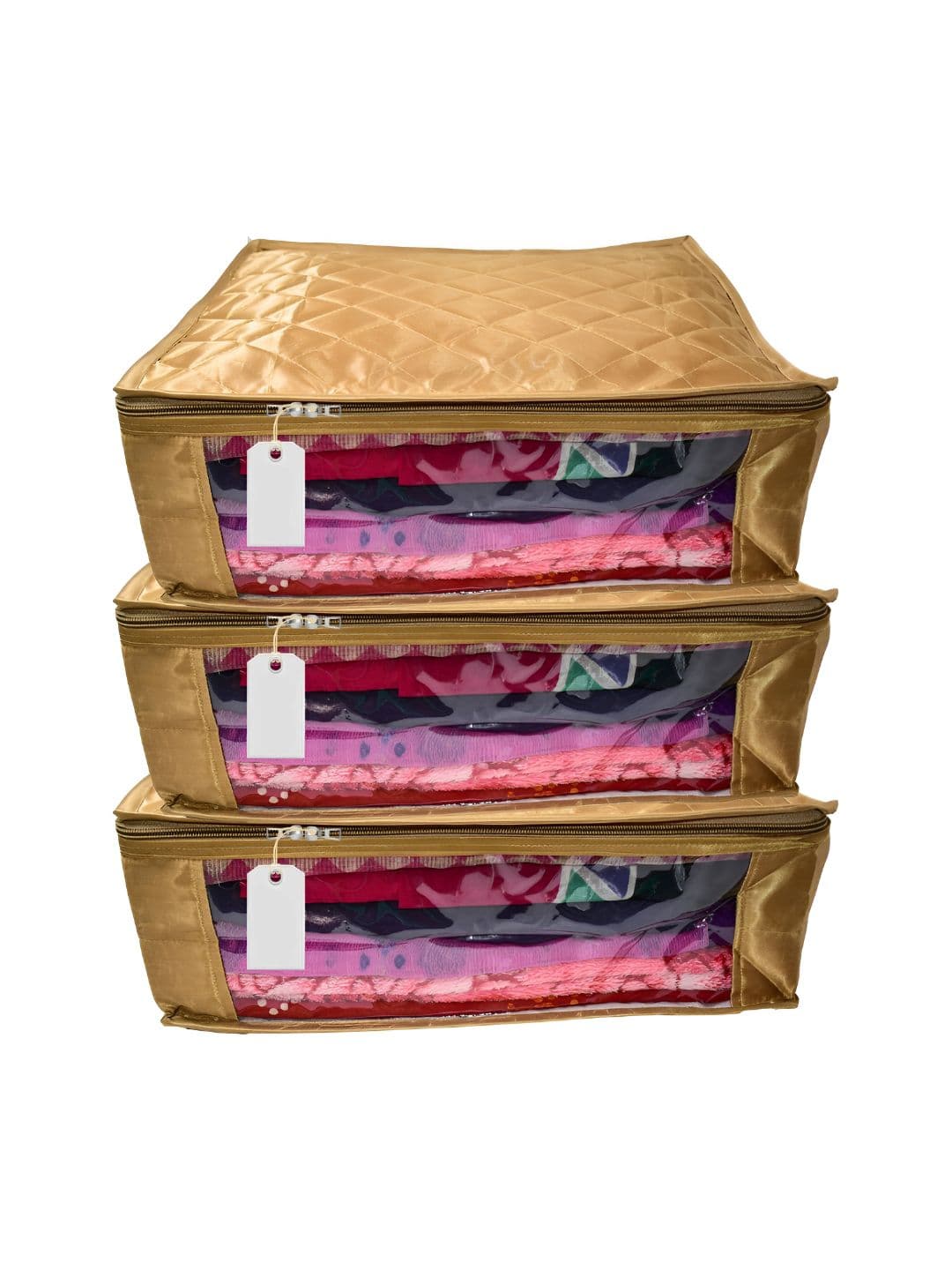 Ajabh Gold Toned 3 Pieces Satin Drawer Organisers - view 1