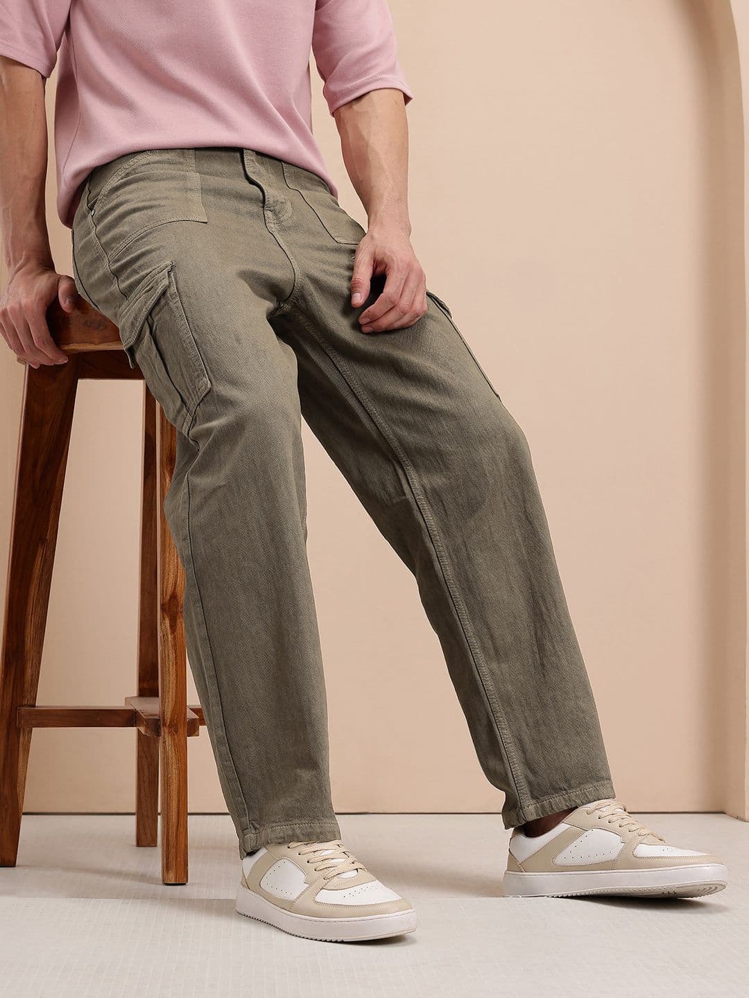 Mast & Harbour Men Mid-Rise Pure Cotton Cargo-Style Relaxed Fit Jeans - view 1