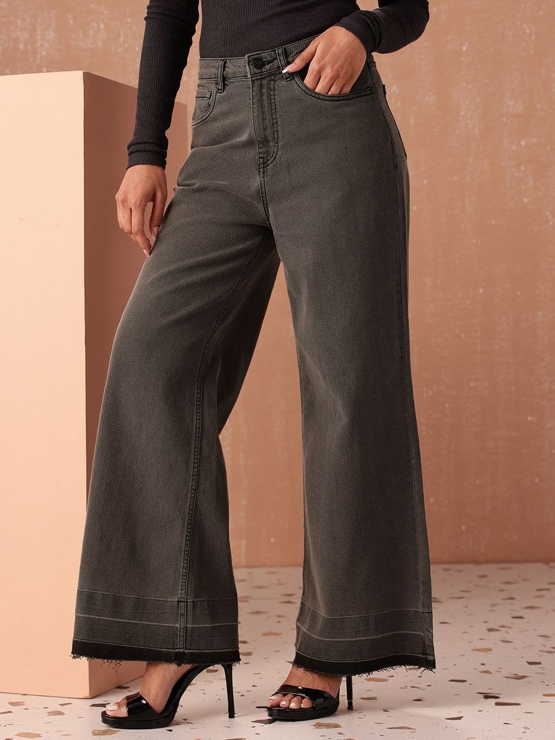 all about you Women Wide Leg High-Rise Light Fade Stretchable Jeans - view 1