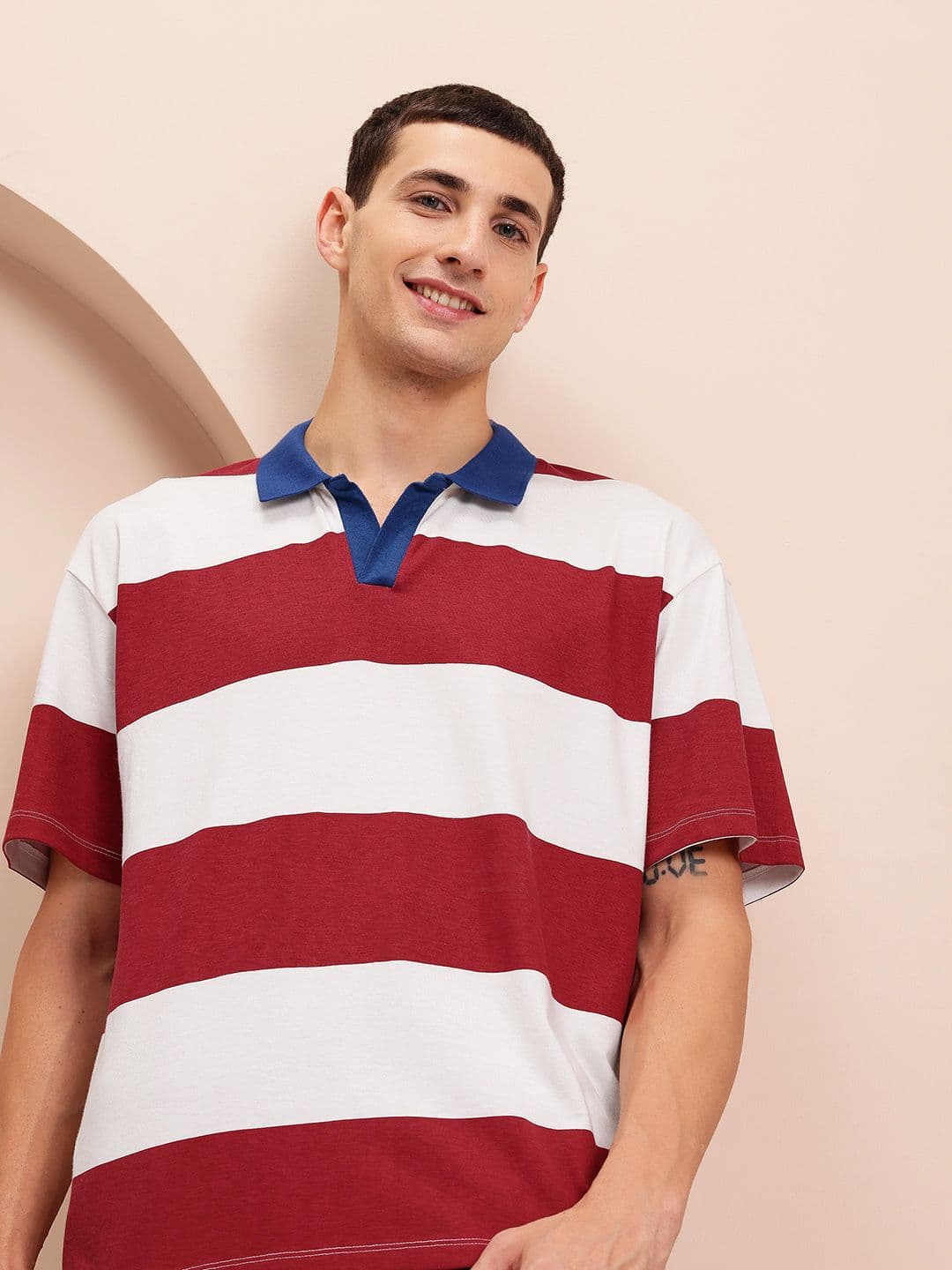 Mast & Harbour Men Striped Relaxed Fit T-shirt - view 1