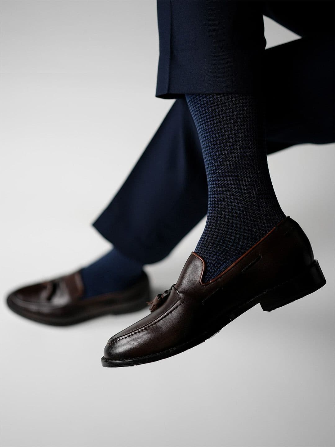Theater Men Blue Mercerized Cotton Formal Socks - view 1