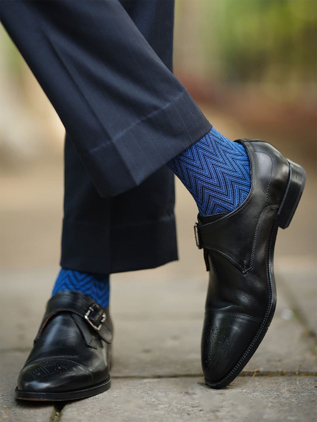 Theater Men Royal Blue Mercerized Cotton Formal Socks - view 1