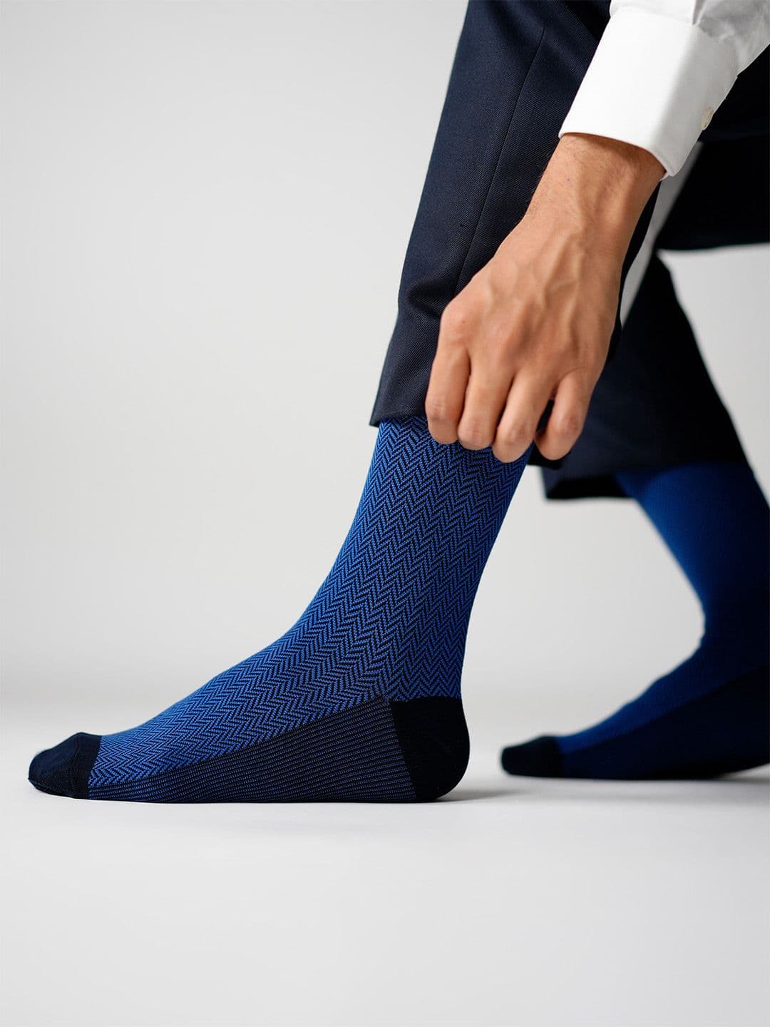 Theater Men Blue Mercerized Cotton Formal Socks - view 1
