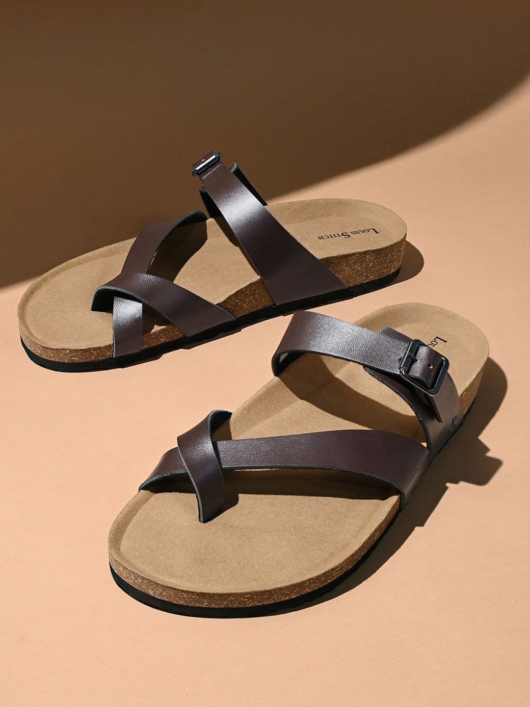 LOUIS STITCH Men Brunette Brown Comfy Cork Flip-Flops Slip-On Slipper for Men - view 1