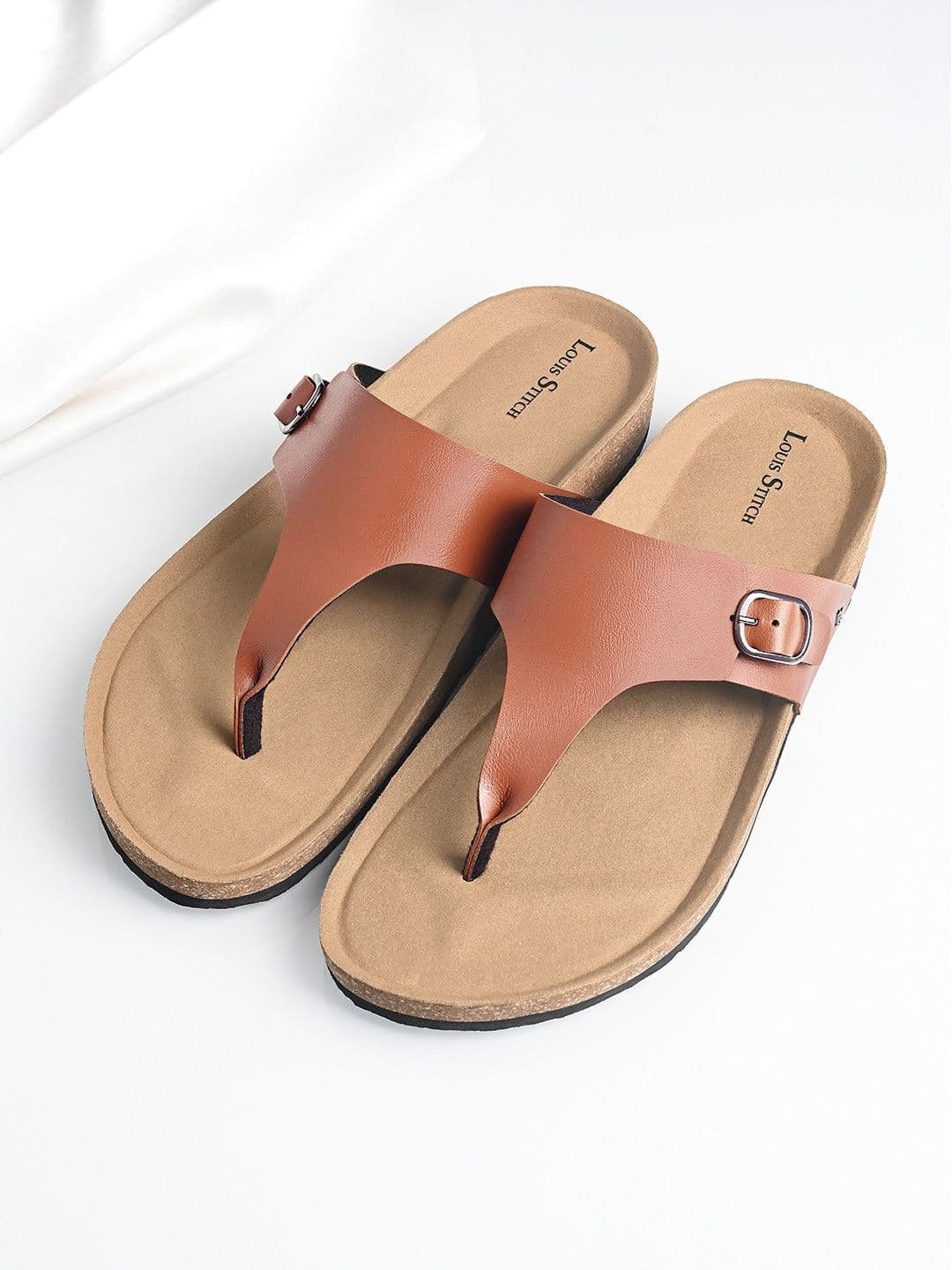LOUIS STITCH Men Tan Open Toe Lightweight Thong Style Cork Sandal - view 1