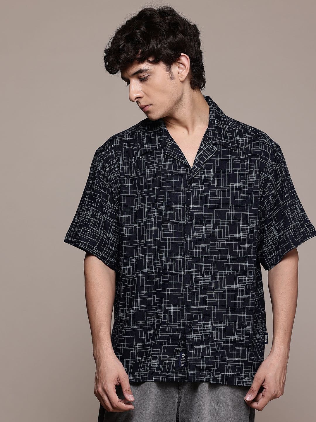 The Roadster Lifestyle Co. Relaxed Geometric Printed Pure Cotton Casual Shirt - view 1