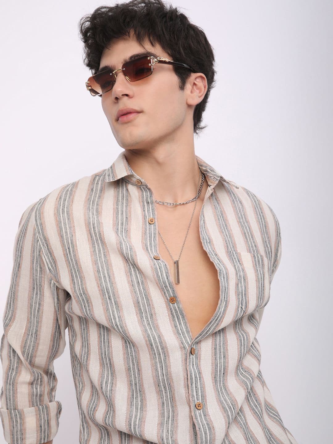 VASTRADO Men Classic Slim Fit Multi Stripes Opaque Striped Casual Shirt - view 1