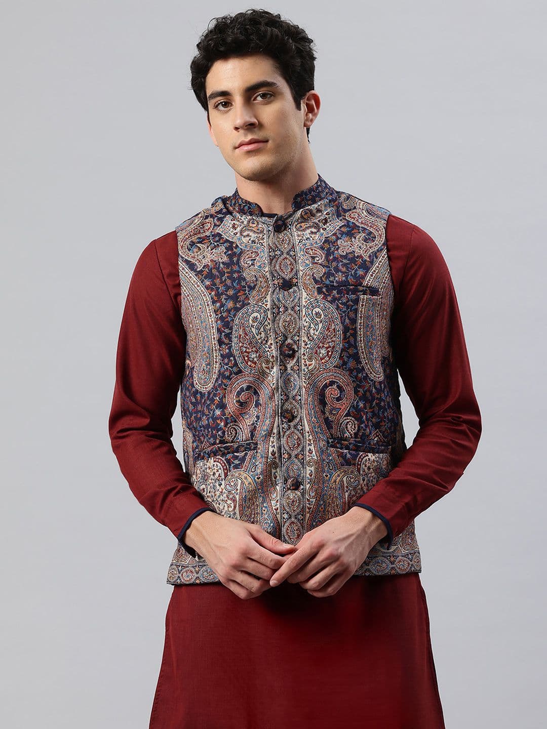 SWI Stylish Men Ethnic Motifs Nehru Jacket - view 1