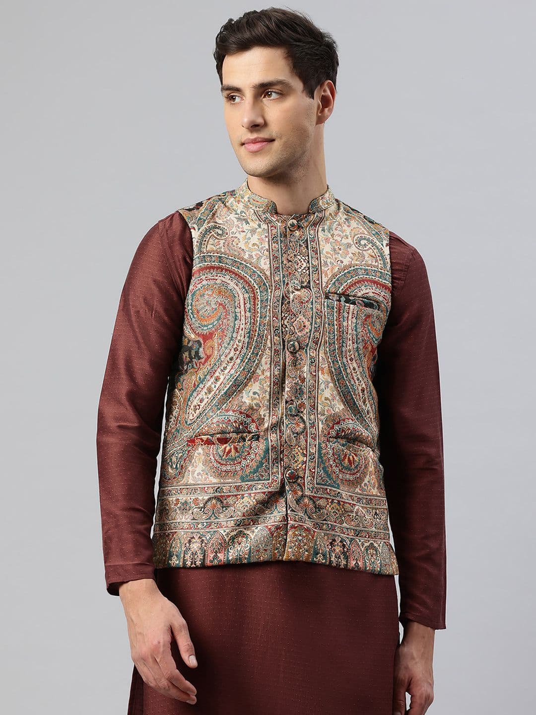 SWI Stylish Men Ethnic Motifs Nehru Jacket - view 1