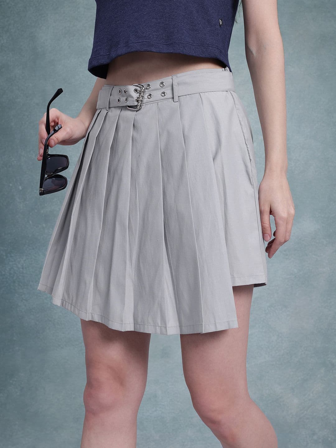 The Roadster Life Co. Pleated Asymmetric Skort with Belt - view 1