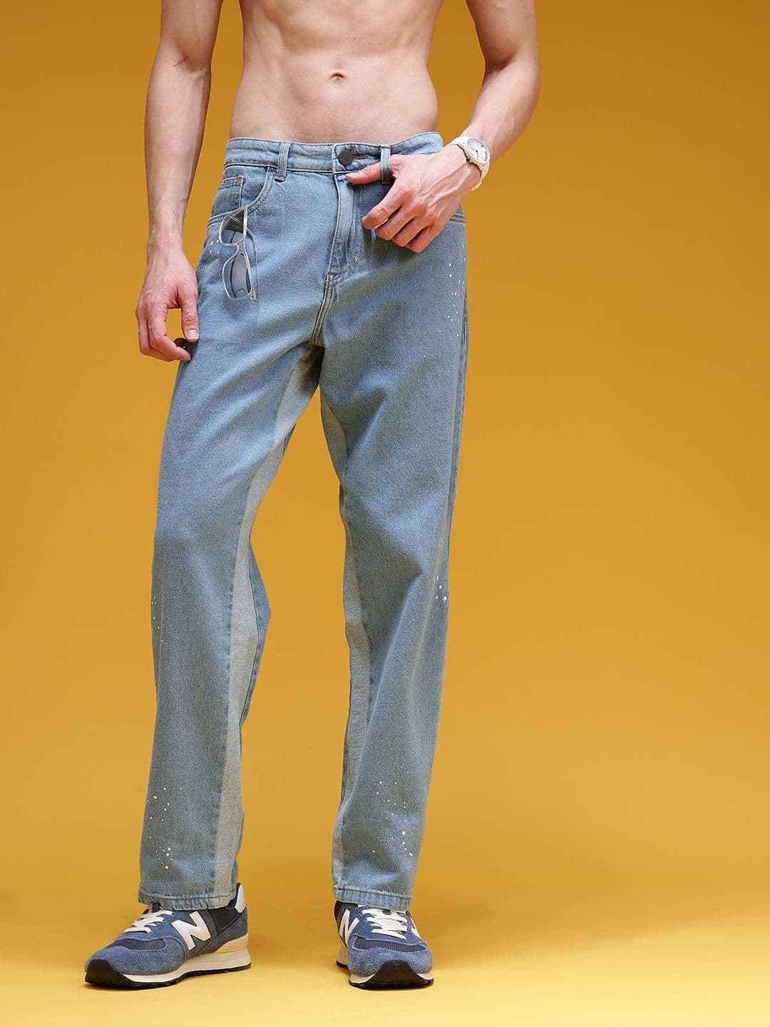 HERE&NOW Men Mid Rise Pure Cotton Straight Fit Jeans - view 1