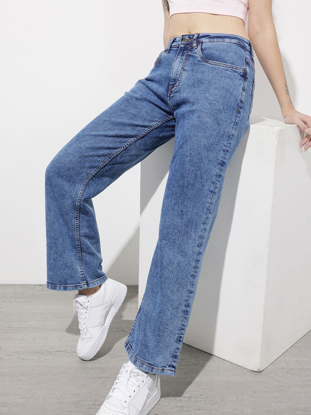 The Roadster Life Co. Women Straight Fit Light Fade Stretchable Jeans - view 1