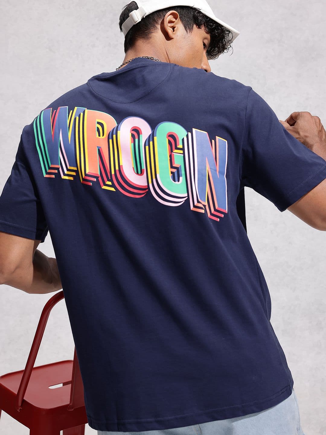 WROGN Pure Cotton Brand Logo Printed Oversized T-shirt - view 1