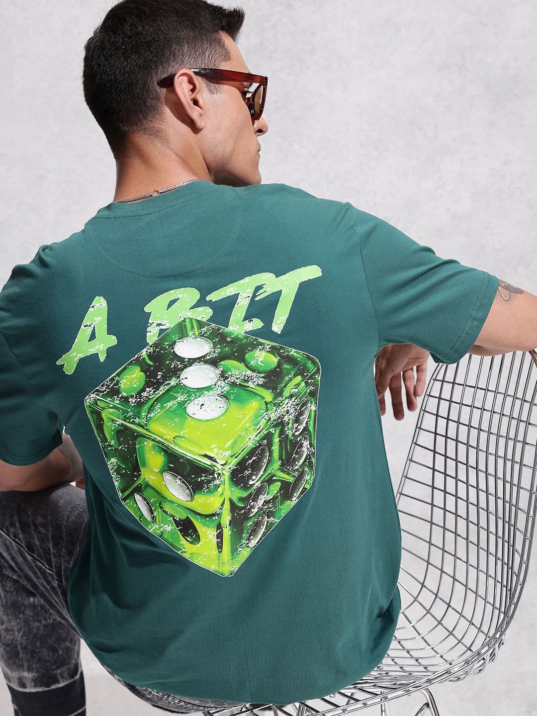 WROGN Pure Cotton Graphic Printed Drop-Shoulder Sleeves Oversized T-shirt - view 1