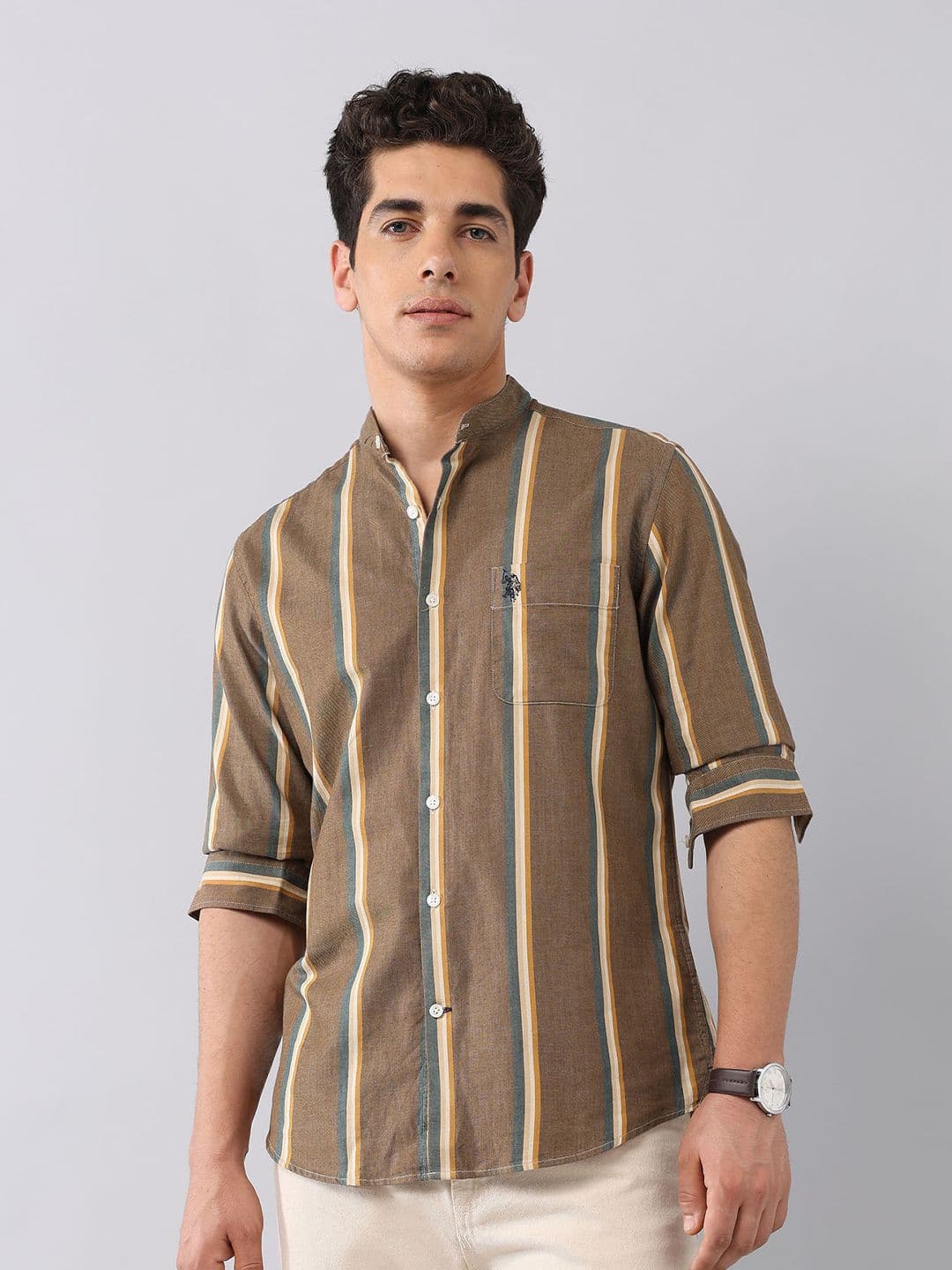 U.S. Polo Assn. Men Tailored Fit Gingham Checks Opaque Checked Casual Shirt - view 1