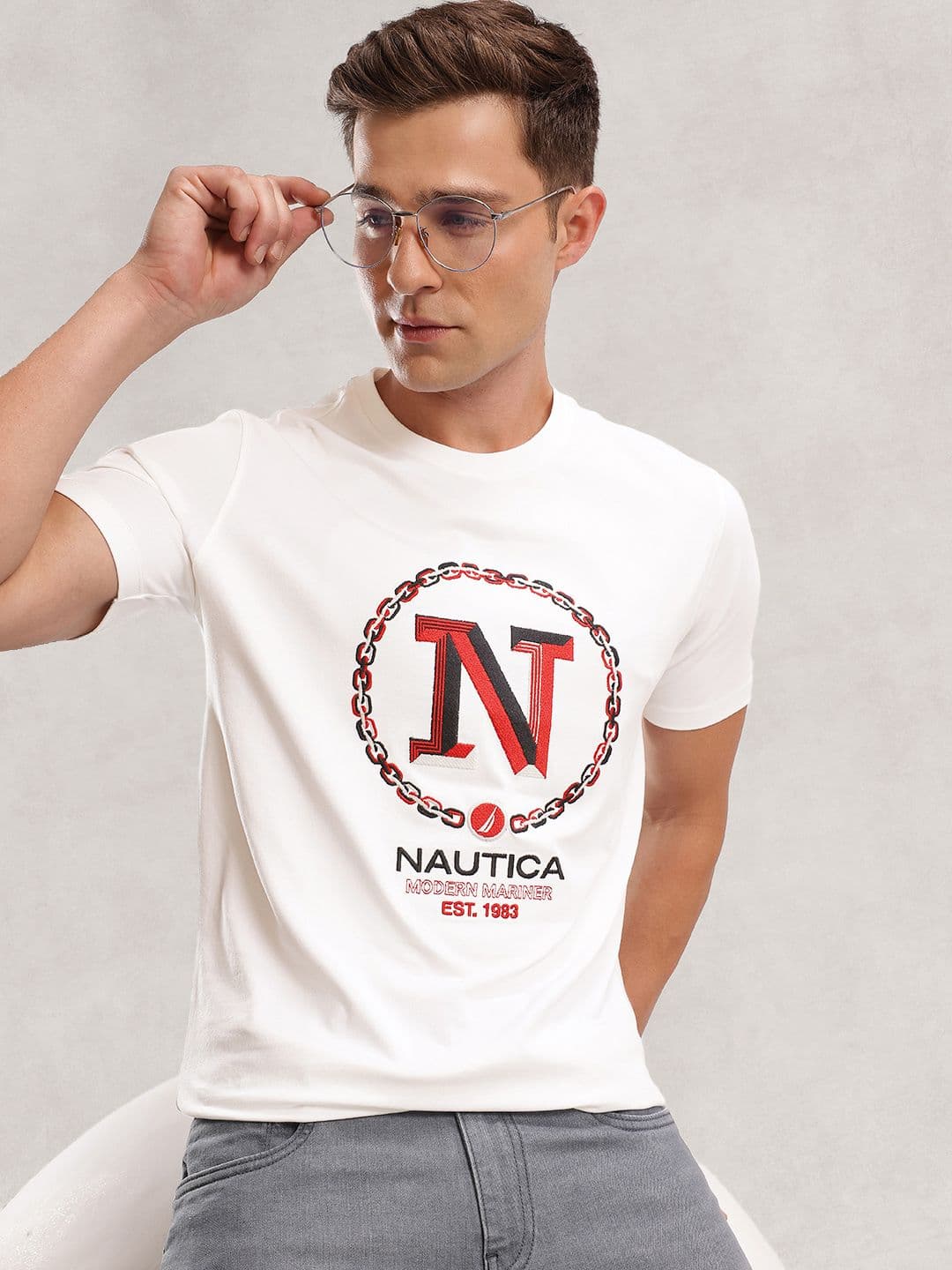 Nautica Brand Logo Embroidered T-shirt - view 1