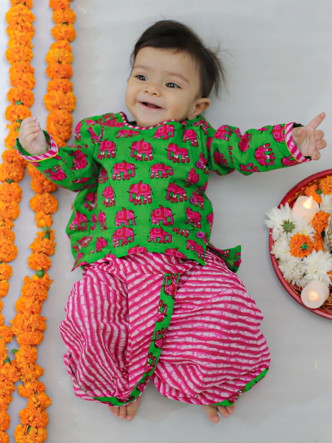 BownBee Boys Pure Cotton Printed Dhoti Pants Clothing Set