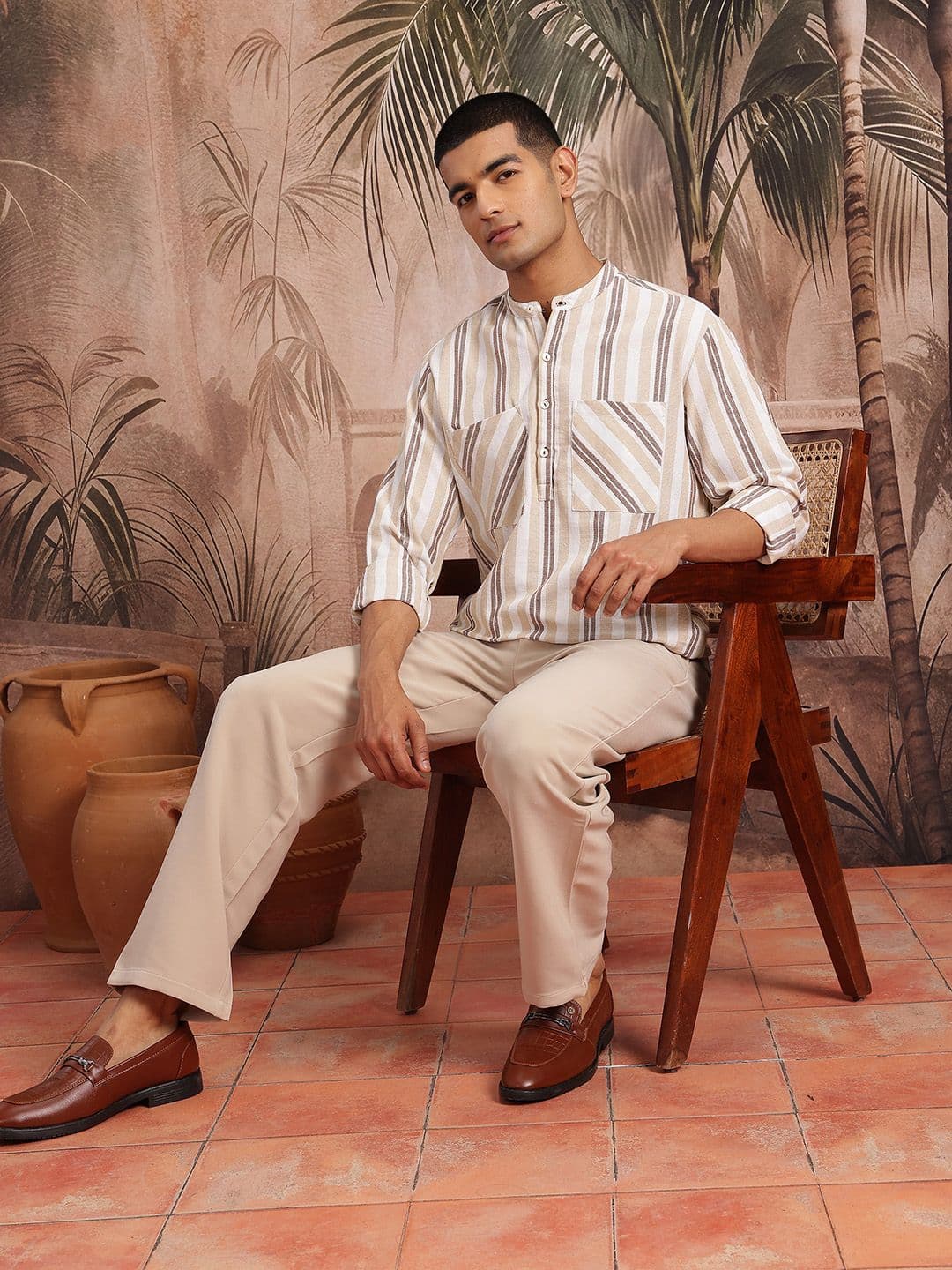 Sangria Opaque Striped Casual Shirt - view 1