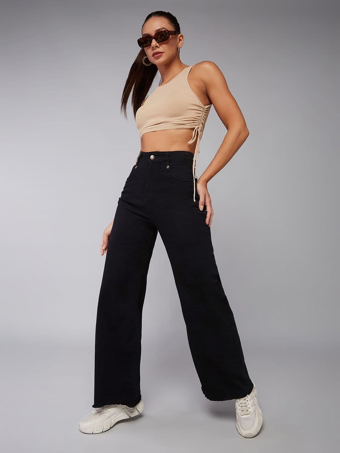 DOLCE CRUDO Women Wide Leg High-Rise Stretchable Jeans - view 1