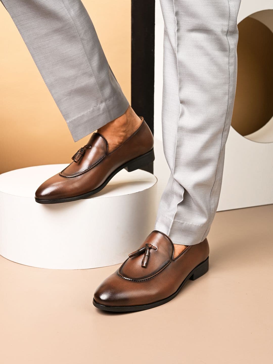 House of Pataudi Men Leather Formal Slip-On Shoes - view 1